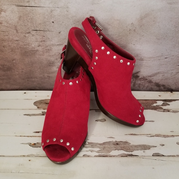 AEROSOLES Shoes - GORGEOUS! Red Suede Studded Sandals